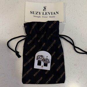 Suzy Levian Sapphire and Diamond in Sterling Silver &18K Gold Love Knot earrings